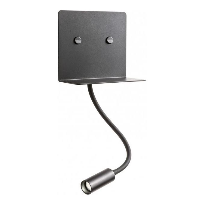 Redo 01-3211 - LED Zidna svjetiljka s fleksibilnom lampicom MOKA LED/6W + LED/3W/230V USB CRI90 crna