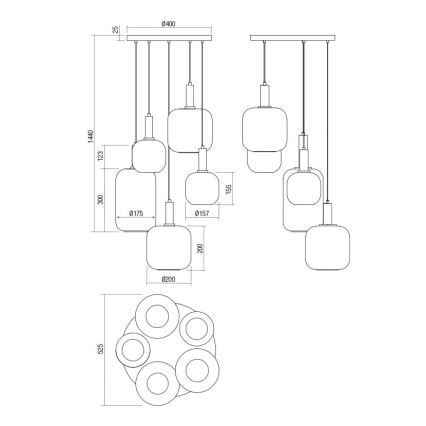 Redo 01-3214 - Luster na sajli BRINA 5xE27/23W/230V
