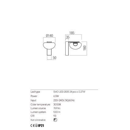 Redo 01-3241 - LED Zidna svjetiljka SINCLAIR LED/6,5W/230V CRI 93 IP21 zlatna