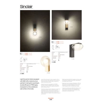 Redo 01-3242 - LED Zidna svjetiljka SINCLAIR LED/6,5W/230V CRI 93 IP21 crna