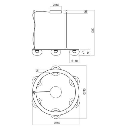 Redo 01-3247- LED Dimmabilni luster na užetu SINCLAIR LED/37,2W/230V CRI 93 IP21 zlatna
