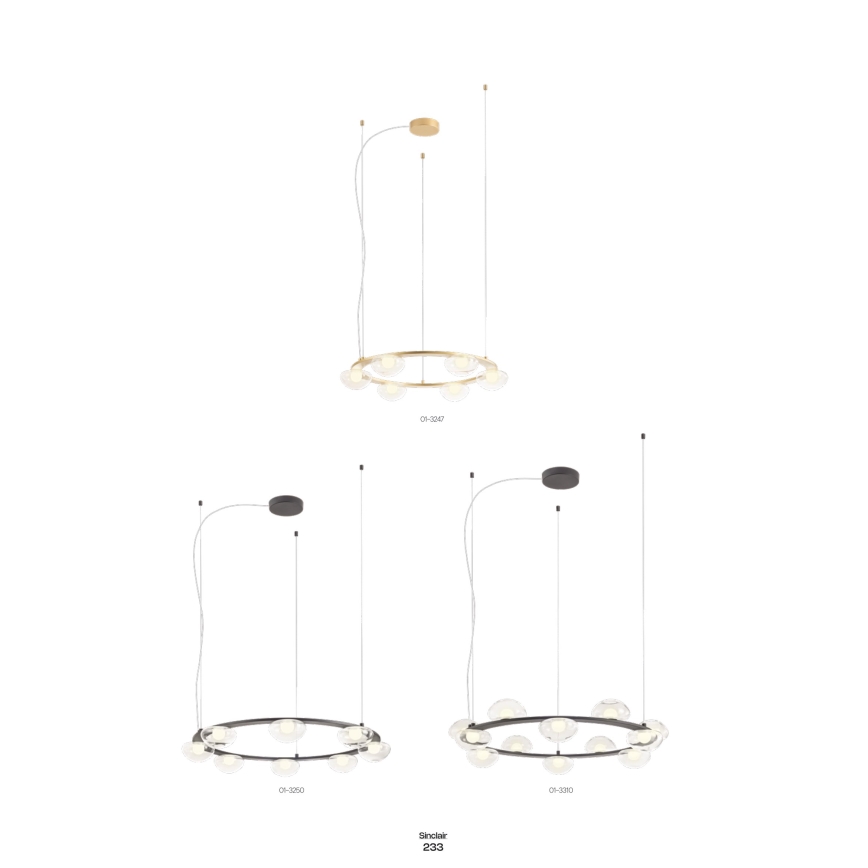 Redo 01-3247- LED Prigušivi luster na sajli SINCLAIR LED/37,2W/230V CRI 93 IP21 zlatna