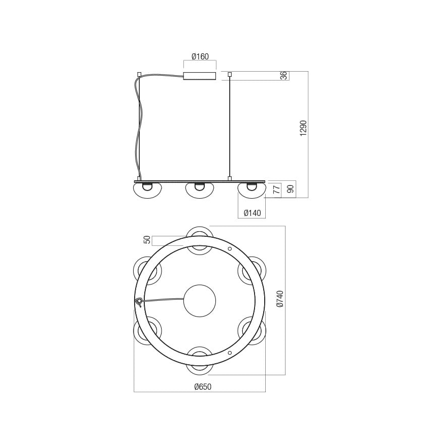 Redo 01-3247- LED Prigušivi luster na sajli SINCLAIR LED/37,2W/230V CRI 93 IP21 zlatna