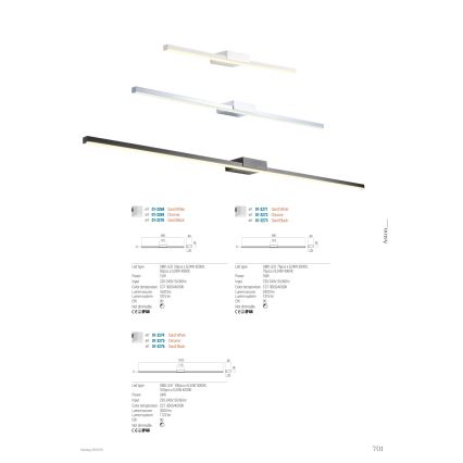 Redo 01-3268 - LED Rasvjeta za ogledalo u kupaonici ASTON LED/12W/230V 60 cm CRI 90 IP44 bijela
