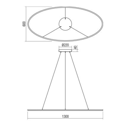 Redo 01-3299 - LED luster na sajli LEO s mogućnošću prigušivanja LED/67W/230V 3000/4000K CRI 90 crna