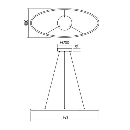 Redo 01-3337 - LED luster s prigušivanjem na sajli LEO LED/48W/230V 3000/4000K CRI 90 bijela