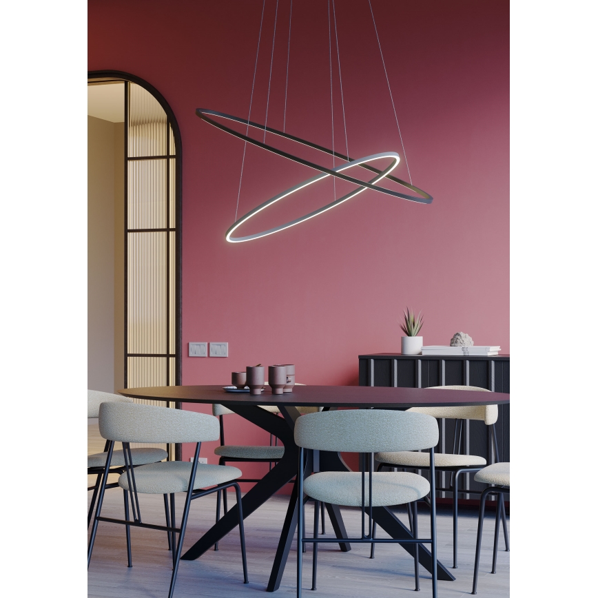 Redo 01-3339 - LEO LED luster na sajli s mogućnošću prigušivanja LED/48W/230V 3000/4000K CRI 90 40x95 cm crna