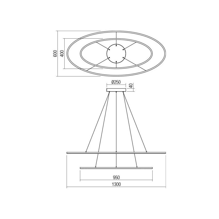 Redo 01-3343 - LED luster na sajli LEO s mogućnošću prigušivanja LED/115W/230V 3000/4000K CRI 90 crni