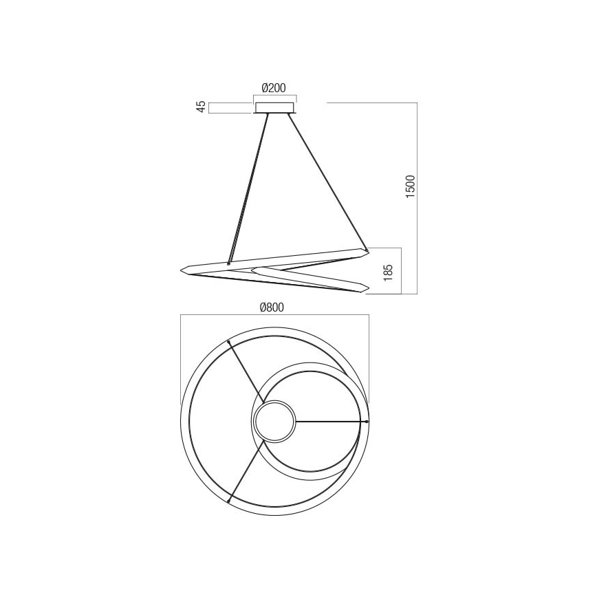 Redo 01-3378 - STORM LED luster s mogućnošću prigušivanja na sajli LED/60W/230V 3000/4000/6000K CRI 90 Ø 80 cm crni
