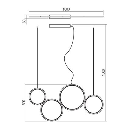 Redo 01-3383 - LED prigušivački luster na užetu ATHENA LED/40W/230V 3000/4000/6000K CRI98 zlatna