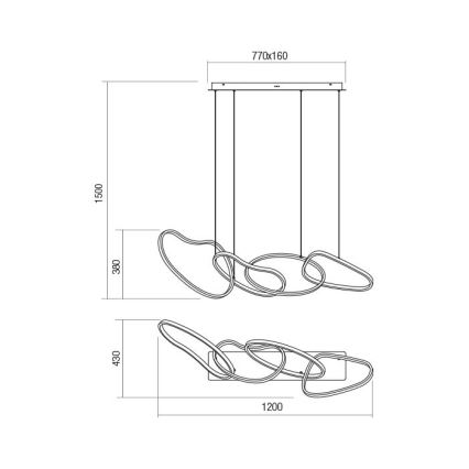 Redo 01-3390 - LED prigušivi luster na sajli BIAS LED/90W/230V 3000/4500/6500K CRI 90 crna