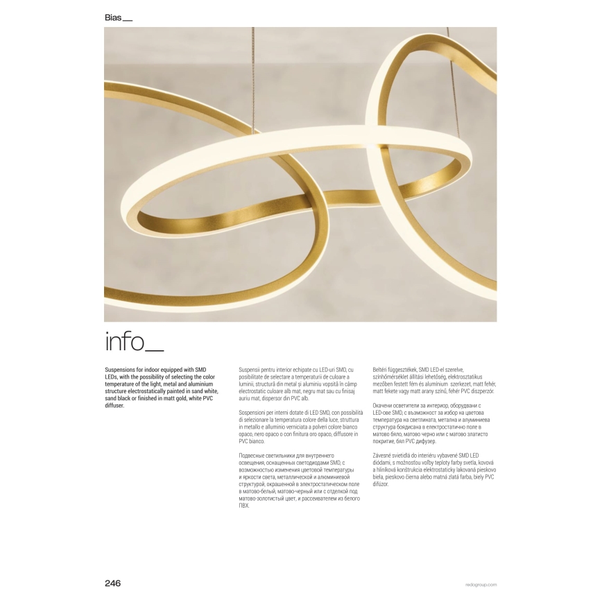 Redo 01-3393 - LED luster na sajli s mogućnošću prigušivanja BIAS LED/120W/230V 3000/4500/6500K CRI 90 crna