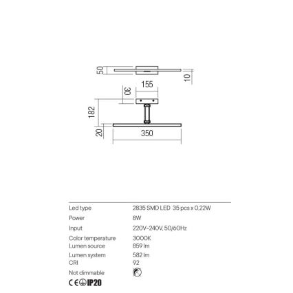 Redo 01-3460 - LED Svjetiljka za slike LINEAR LED/8W/230V 35 cm CRI 92 bijela