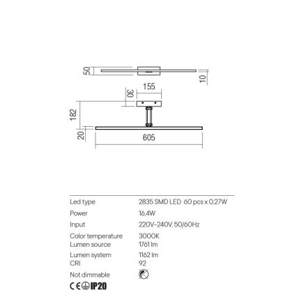 Redo 01-3463 - LED Svjetiljka za slike LINEAR LED/8W/230V 60,5 cm CRI 92 crna