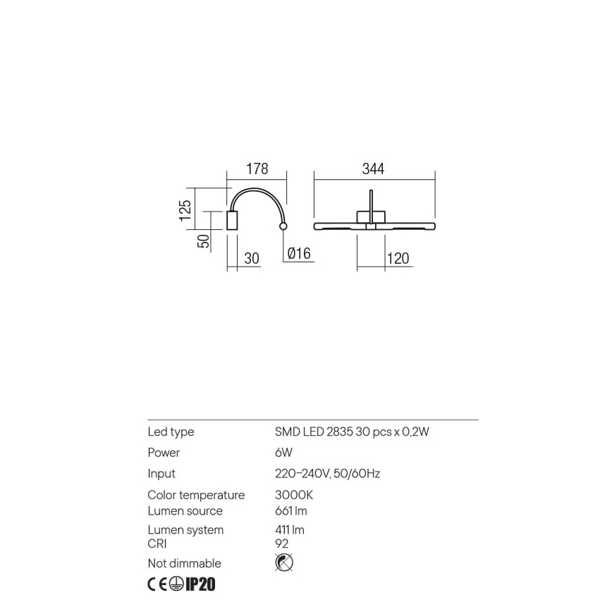 Redo 01-3464 - LED Svjetiljka za slike KENDO LED/6W/230V 34,4 cm CRI 92 bijela