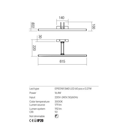 Redo 01-3470 - LED Svjetiljka za slike IKON LED/16,4W/230V 61,5 cm CRI 92 bijela