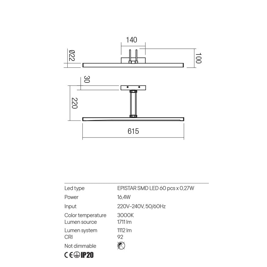 Redo 01-3473 - LED Svjetiljka za slike IKON LED/16,4W/230V 61,5 cm CRI 92 mesing