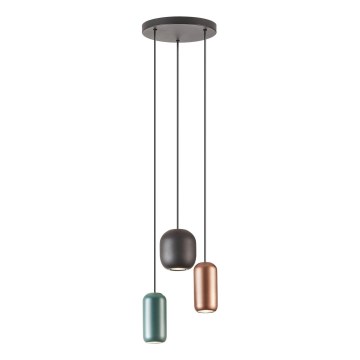Redo 01-3480 - Luster na sajli BOOM 3xGU10/10W/230V pr. 33 cm crna/zelena/smeđa