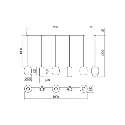 Redo 01-3481 - Luster na sajli BOOM 5xGU10/10W/230V crna/zelena/smeđa