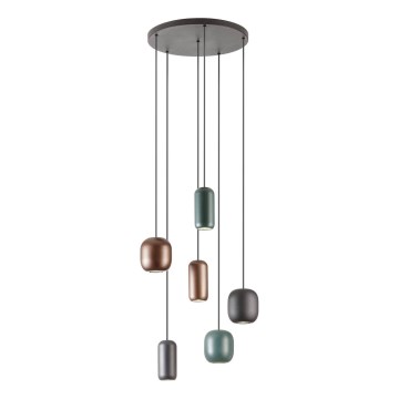 Redo 01-3482 - Luster na sajli BOOM 6xGU10/10W/230V pr. 48 cm crna/zelena/smeđa