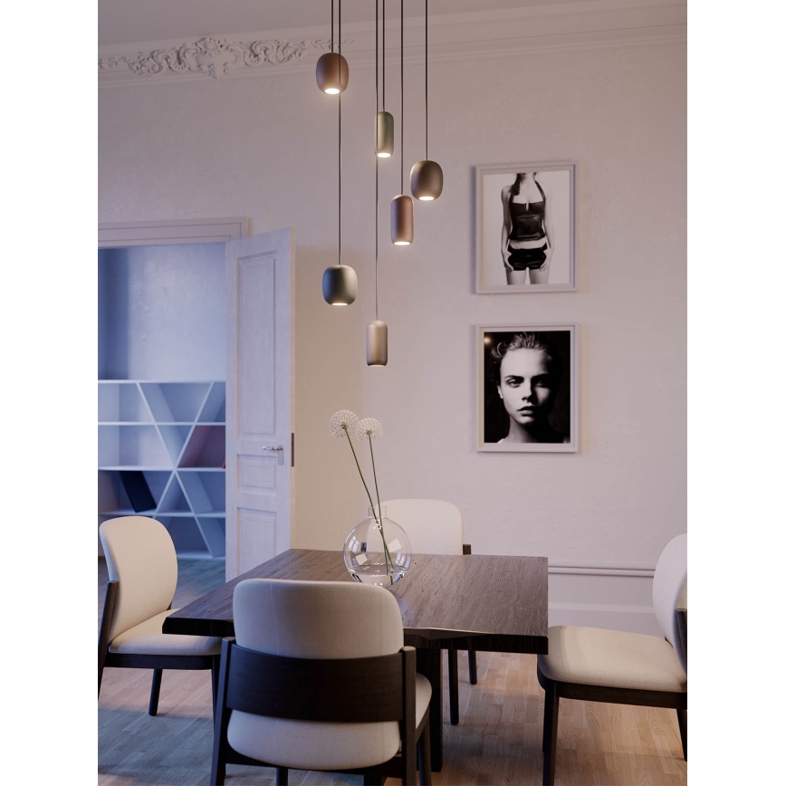 Redo 01-3482 - Luster na sajli BOOM 6xGU10/10W/230V pr. 48 cm crna/zelena/smeđa