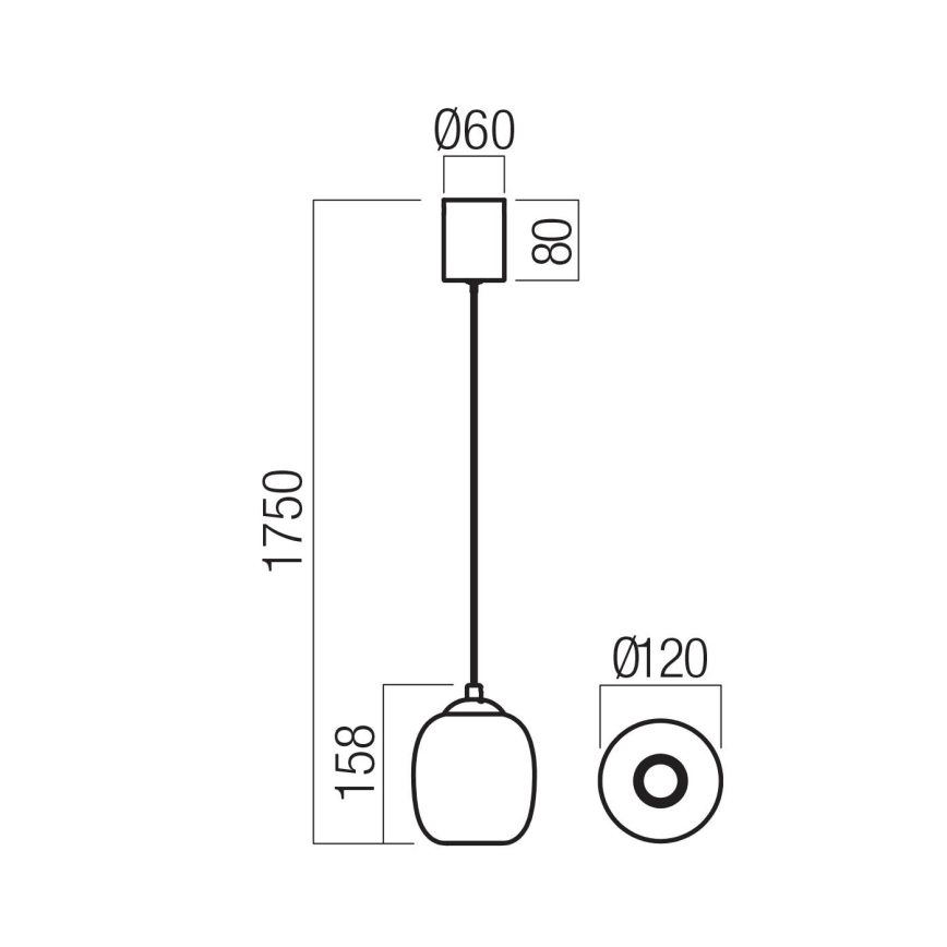 Redo 01-3486 - LED luster na sajli KHADI LED/6W/230V CRI 90 Ø 12 cm crna/dimljena