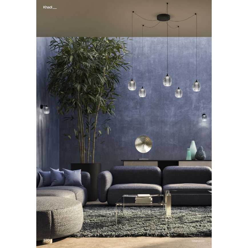 Redo 01-3487 - LED luster na sajli KHADI s mogućnošću prigušivanja 5xLED/5,2W/230V CRI 90 u obliku pauka crna/dimna