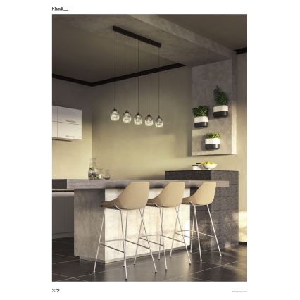 Redo 01-3490 - LED prigušivi luster na sajli KHADI 5xLED/5,2W/230V CRI 90 crna/dimljena