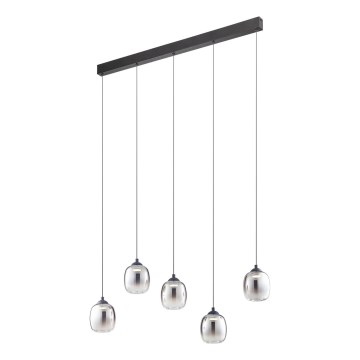 Redo 01-3490 - LED prigušivi luster na sajli KHADI 5xLED/5,2W/230V CRI 90 crna/dimljena