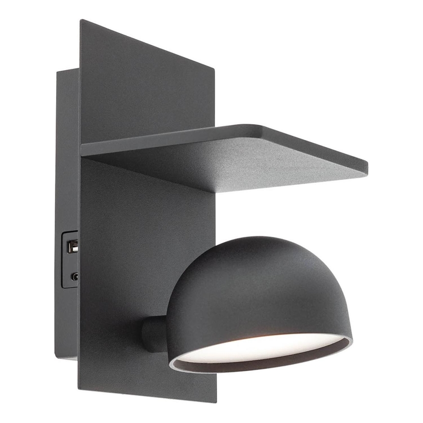 Redo 01-3491 - LED Zidna reflektorska svjetiljka SEIBI LED/7W/230V USB CRI 90 crna