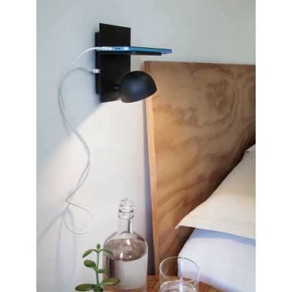 Redo 01-3491 - LED Zidna reflektorska svjetiljka SEIBI LED/7W/230V USB CRI 90 crna