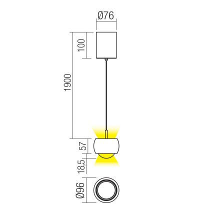 Redo 01-3547 - LED Luster na sajli AVES LED/12W/230V pr. 9,6 cm CRI 90 zlatna
