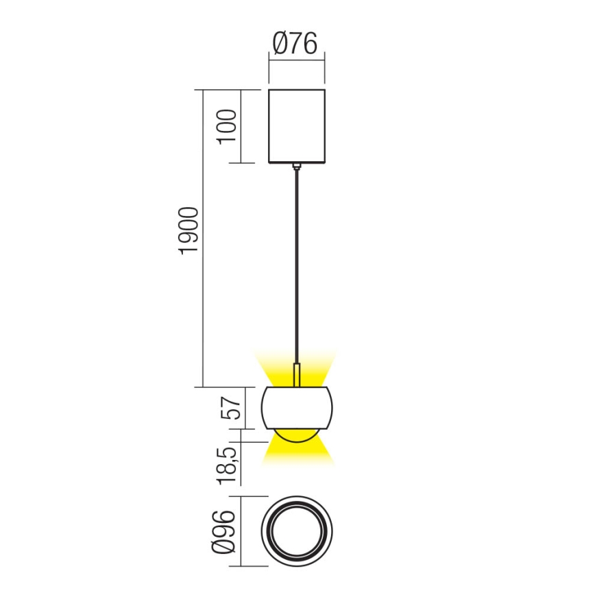 Redo 01-3547 - LED Luster na sajli AVES LED/12W/230V pr. 9,6 cm CRI 90 zlatna