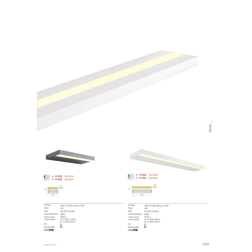 Redo 01-3555 - LED Zidna svjetiljka SEED LED/30W/230V crna