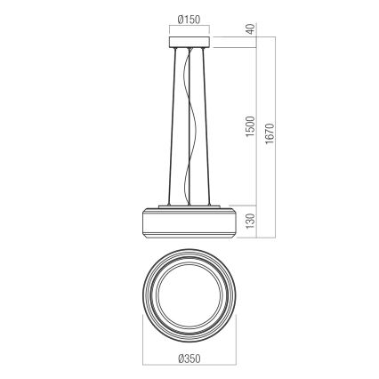 Redo 01-3591 - LED Luster na sajli SOLERA LED/24W/230V pr. 35 cm CRI 93 3000/4000K siva