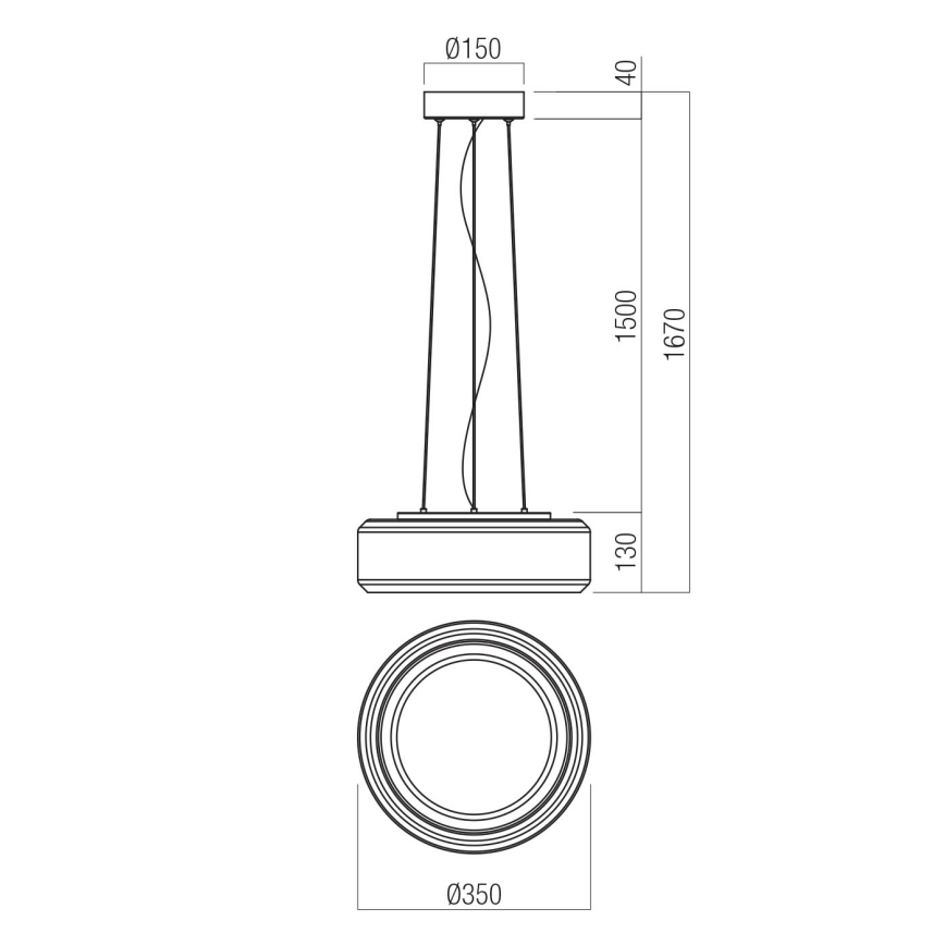 Redo 01-3591 - LED Luster na sajli SOLERA LED/24W/230V pr. 35 cm CRI 93 3000/4000K siva