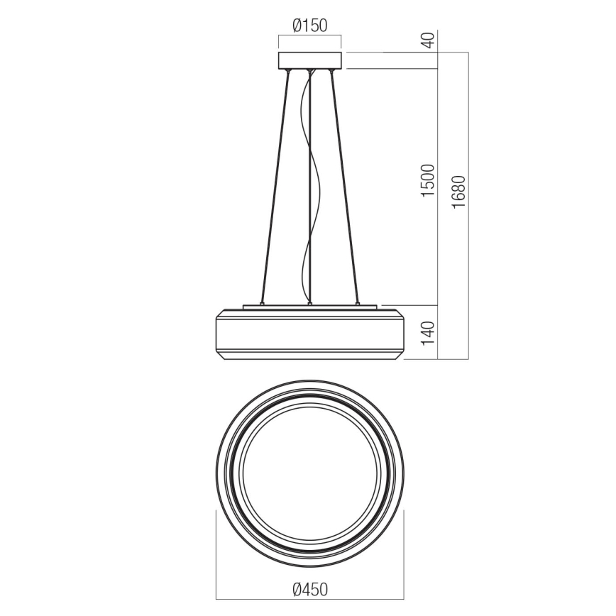 Redo 01-3592 - LED Luster na sajli SOLERA LED/36W/230V pr. 45 cm CRI 93 3000/4000K siva