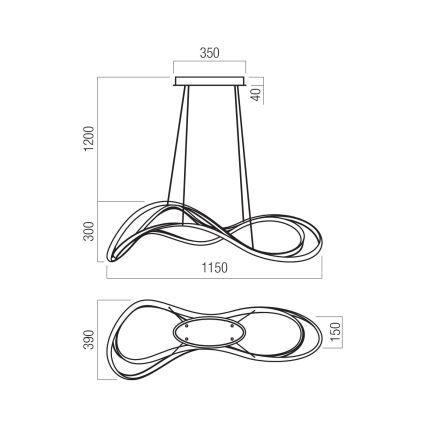 Redo 01-3598 - prigušljiv LED luster na sajli TEMPEST LED/58W/230V zlatni