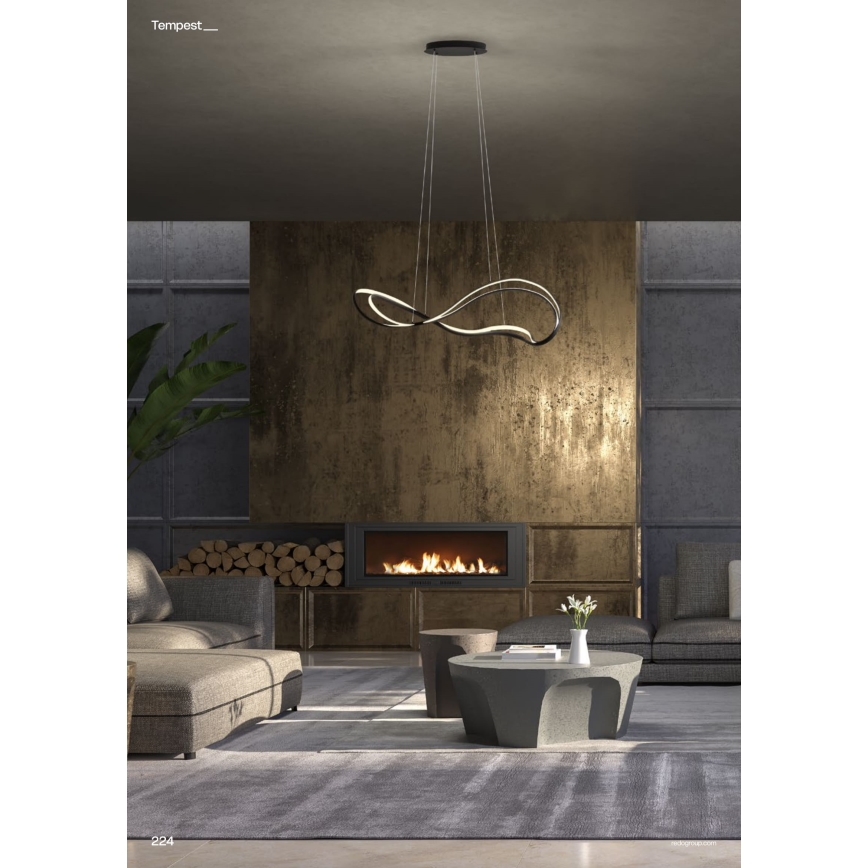 Redo 01-3599 - LED luster na sajli s mogućnošću prigušivanja TEMPEST LED/58W/230V crna