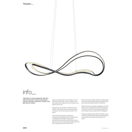 Redo 01-3599 - LED luster na sajli s mogućnošću prigušivanja TEMPEST LED/58W/230V crna