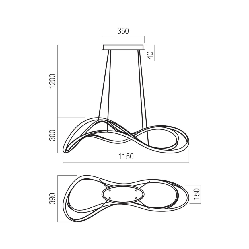 Redo 01-3599 - LED luster na sajli s mogućnošću prigušivanja TEMPEST LED/58W/230V crna