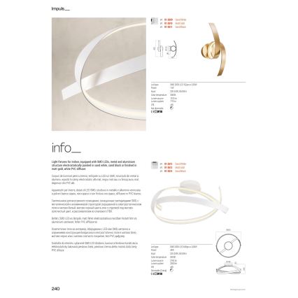 Redo 01-3616 - LED luster s prigušivanjem na sajli IMPULS LED/38W/230V zlatni