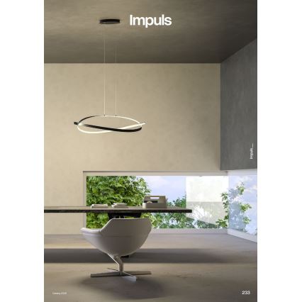 Redo 01-3617 - LED luster s mogućnošću prigušivanja na sajli IMPULS LED/38W/230V crna