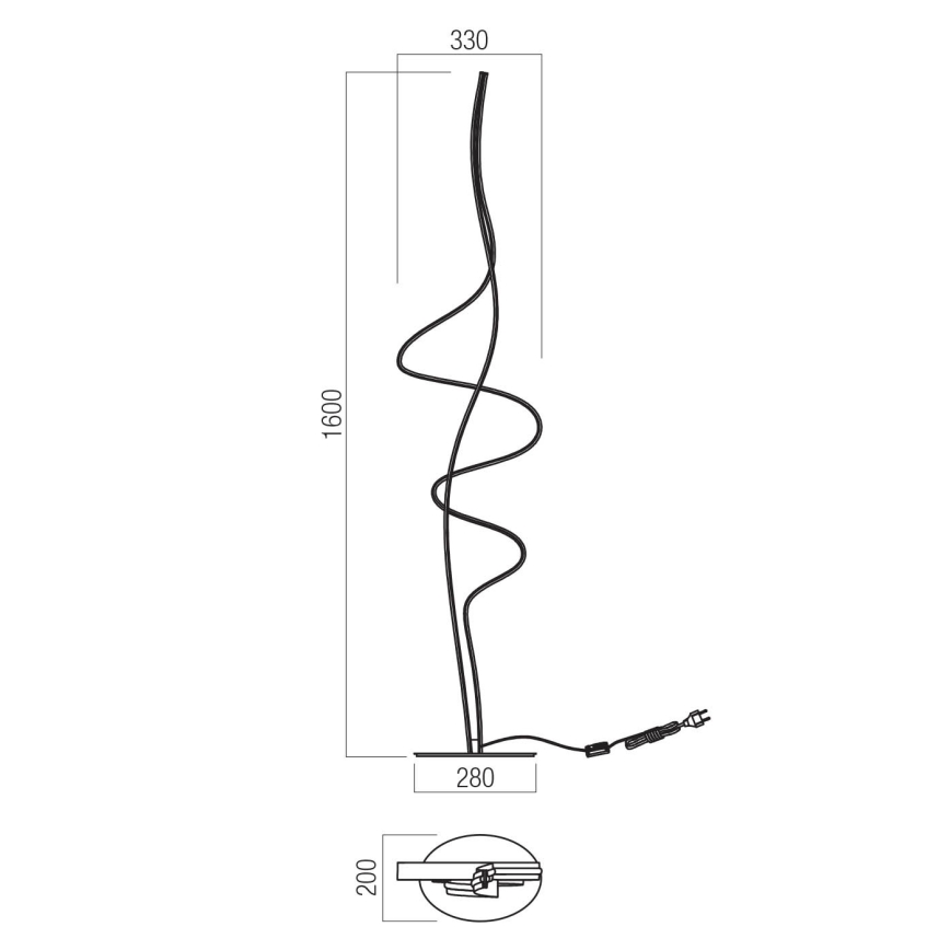 Redo 01-3625 - LED podna lampa s prigušivačem IMPULS LED/36W/230V zlatna
