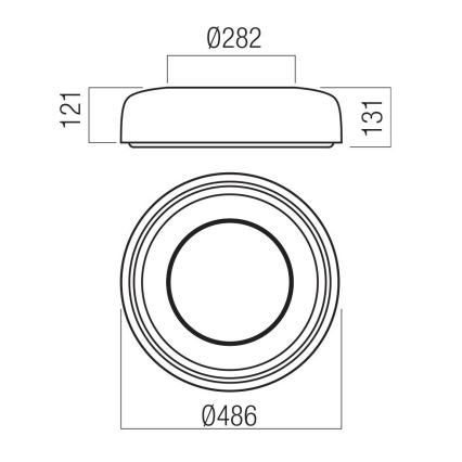 Redo 01-3722 - LED stropno svjetlo DIP LED/30W/230V 2700/3000/4000/5000/6500K CRI 90 Ø 48,6 cm crno