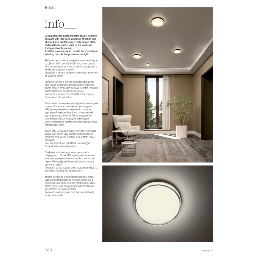 Redo 01-3733 - LED Stropna svjetiljka za kupaonicu FRISBI LED/8W/230V pr. 15 cm CRI 90 IP44 crna