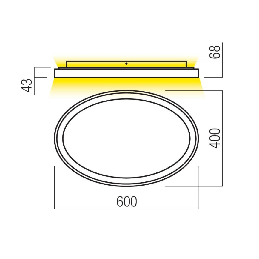 Redo 01-3808 - prigušivo stropno LED svjetlo NOBU LED/60W/230V 3000/4000K CRI 90 crno