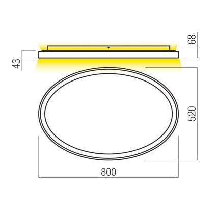 Redo 01-3810 - LED prigušivo stropno svjetlo NOBU LED/80W/230V 3000/4000K CRI 90 zlatna
