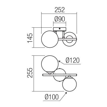 Redo 01-3987 - Nadgradni luster ASTRA 2xG9/8W/230V crna