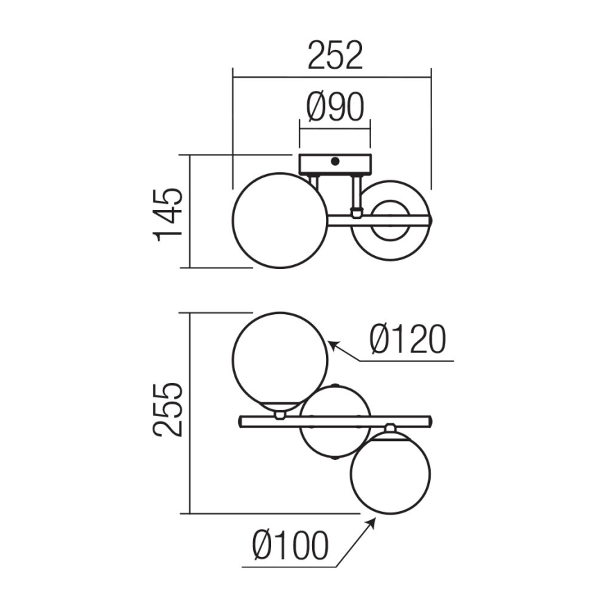 Redo 01-3987 - Nadgradni luster ASTRA 2xG9/8W/230V crna